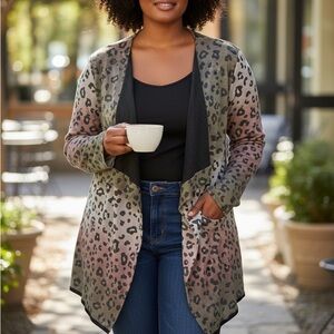Leopard Print Open Front Cardigan